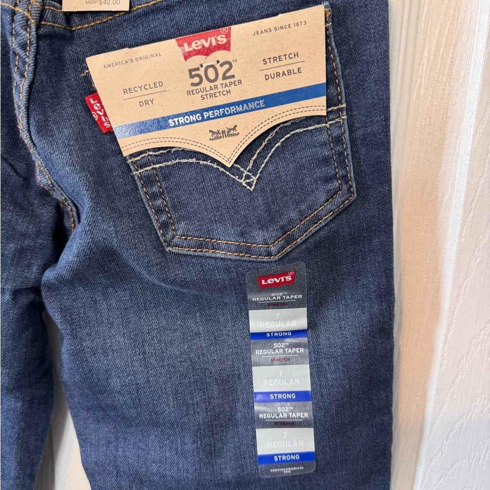 Levi's Kids 502 Flex Strong Performance Blue Jeans NWTS Size 7Regular - Picture 5 of 10